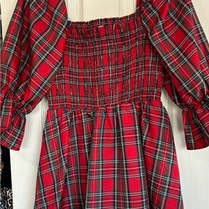 Francesca's Collections Red and Green Plaid Dress